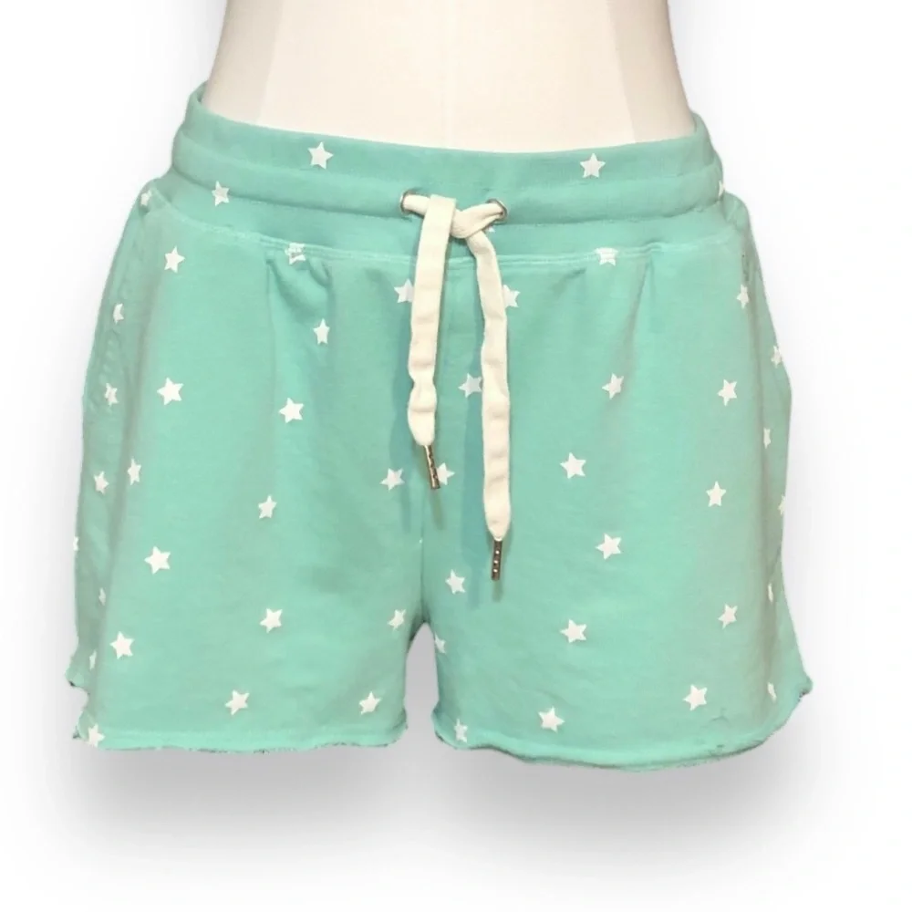 IVORY ELLA Pull On Drawstring Cutoff Shorts Star Pattern